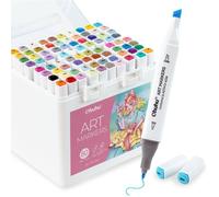 Marqueurs À Alcool 80 Couleurs Double Pointe Biseautée + Fine Mélangeur Incolore Pour Dessin Coloriage Illustration Esquisse