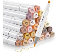 Marqueurs à alcool double face Brush & Chisel OHUHU, 36pcs skin + blender