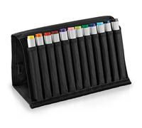 Marqueurs à alcool double face COPIC Classic Fine & Chisel 12pcs, tons de base dans un étui à crayons