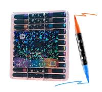 Marqueurs à paillettes avec pointe pinceau | Stylos à double pointe pour colorier et dessiner - Feutres pinceau avec effet pailleté, pour cahiers, anniversaires ole, bureau, adultes