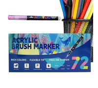 Marqueurs Acrylique Pointe Pinceau | Douces Multi-Couleurs Fournitures Scolaires Éducatives | Kit de Marqueurs Peinture Acrylique - Pour Adultes Fête École Bureau Déco Loisirs Créatifs Anniversaire No