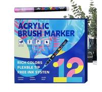 Marqueurs Acrylique Pointe Pinceau Douces Multi-Couleurs Fournitures | Set de Feutres Créatifs Pour Adultes Fête École Bureau Déco Loisirs Créatifs Anniversaire Noël Cadeaux R