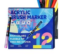 Marqueurs Acrylique Pointe Pinceau - Fournitures d'Écriture Douces Multi-Couleurs | Kit de Marqueurs Peinture Acrylique,Pour Adultes Fête École Bureau Déco Loisirs Créatifs Anniversaire Noël Cadeaux R