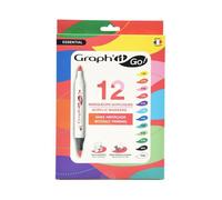 Marqueurs acryliques - GRAPH'IT GO - FLORAL - 12 couleurs florales - double pointe pinceau+conique - sans amorçage