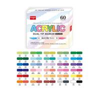 Marqueurs Acryliques GuangNa 60 Couleurs Double Embout - Pointe Fine + Pinceau - Idéal DIY et Cadeau