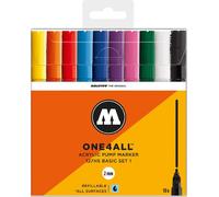 Marqueurs acryliques MOLOTOW, ONE4ALL ACRYLIC 127HS étui de 10, 2mm, Basic Set 1