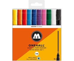 Marqueurs acryliques MOLOTOW, ONE4ALL ACRYLIC 127HS étui de 10, 2mm, Basic Set 1