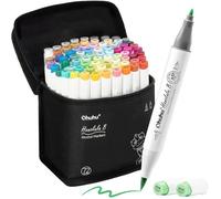 Marqueurs alcool 72 couleurs double pointe croquis illustration + 1 blender mélange fluide artistique