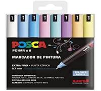 Marqueurs - Craftelier - Lot De 8 Posca Pc1mr - Couleurs Pastel - Pointe Conique Extra Fine - Indélébile