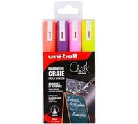 Mitsubishi Pencil Marqueur craie liquide Uni-Ball Chalk pointe ogive 1,8–2,5 mm pochette 4 assortis