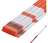 Marqueurs d'allée, 100 pièces, 48 pouces, diamètre de 0,31 pouce, poteaux en fibre de verre orange avec ruban réfléchissant, foret en acier de 12 pouces et gants de protection pour parkings et allées,