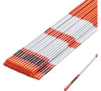 Marqueurs d'allée, 50 pièces, 48 pouces, diamètre 0,31 pouce, poteaux en fibre de verre orange avec ruban réfléchissant, foret en acier de 12 pouces et gants de protection pour parkings et allées, bon