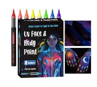 Marqueurs de Maquillage pour le Corps | Ensemble De Marqueurs Fluorescents Temporaires Résistants À La Transpiration Et Sûrs,Trousse de Pochoirs pour et Adultes,pour Concerts, Fêtes, Événements Sporti