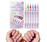 Marqueurs de peinture à ongles, stylos à pointe fine, 6 couleurs vives, design à séchage rapide, pour, filles, femmes, adultes, salon de bricolage, manucure à domicile, dessin artistique, long