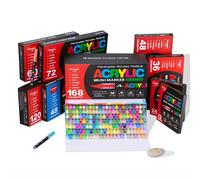 Marqueurs de peinture acrylique Guangna à pointe pinceau, 12 à 168 couleurs vives avec système de contrôle d'encre liquide direct, stylo de peinture de qualité professionnelle pour la peinture sur 36