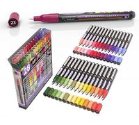 Marqueurs de peinture acrylique Wildflower Colors Studio Color Series - Paquet de 28 - Pointe extra fine de 0,7 mm - Peinture sur roche, verre, tasses, bois, métal, toile, bricolage, détails - Non...