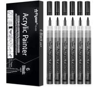 Marqueurs De Peinture Permanents En Acrylique, Lot De 6, 0.7mm/2.0mm, En Noir Et Blanc, Pour Le Dessin, La Peinture Sur Roche, La Pierre, La Céramique