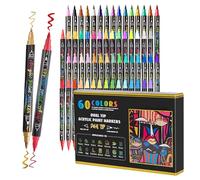 Marqueurs double face - Marqueurs à alcool | Marqueur à double pointe pour | Stylo à coloriage | 60 couleurs créatives acrylique fin et stylo pour enfants tissu