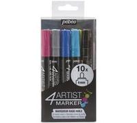Pébéo Marqueurs 4Artist Marker – Indélébile permanent – Pointe ronde 4 mm – 10 couleurs – Multicolore
