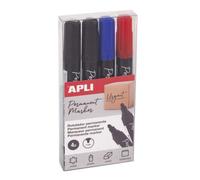 Marqueurs - Indélébile - Permanent - Pointe ronde - 3mm - Noir, bleu, rouge - Apli