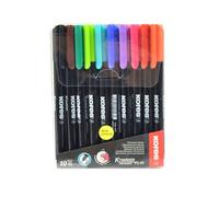Kores – Marqueurs permanents K-Marker P1 – Pointe fine, encre résistante à l'eau – 10 couleurs