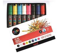 Uni-Ball POSCA – Marqueurs gouache PC-8K – Pointe large biseautée – Boîte de 8 assortis