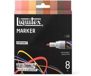 Marqueurs - Peinture acrylique - Couleurs portrait - Pointe ronde 2mm - Lot de 8 - Liquitex
