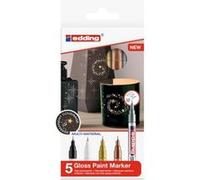 edding Marqueur peinture 780 - Peinture brillante 0,8 mm - Pochette de 5 métallisés assortis
