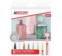 Marqueurs peinture indélébiles - EDDING - Set de 8 pièces - Pointe fine - Couleurs métallisé et pastel