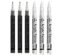 Marqueurs permanents noirs et blancs en acrylique, stylos à peinture acrylique pour la peinture sur rochers, bois, métal, pierre, céramique, verre, graffitis, papier, peinture pour la rentrée scolaire