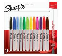 Marqueurs permanents - SHARPIE - 12 pièces - Pointe ogive fine 0.9mm - Couleurs assorties - Indélébile
