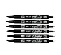 Marqueurs TWIN MARKER BEGREEN indélibile noire 2 pointes ogives fine et moyenne - PILOT - Lot de 6