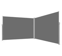 Marquise d'angle latérale pour terrasse LUARO, pare-vue enroulable, 180 x 620 cm, gris