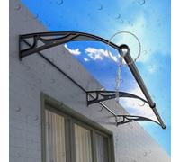Marquise de Porte d'extérieur, Auvent de Porte DrainageAuge Support Aluminium Protection Polycarbonate Noir Plusieurs Tailles(L:120*W:160(cm))