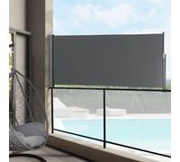 Marquise latérale 140 x 300 cm Gris Protection visuelle Marquise Protection contre le soleil et le vent