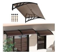 Marquise porte entrée polycarbonate aluminium 120 x 100 cm auvent extérieur protection pluie UV finition marron terrasse balcon