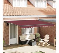 Marquise rétractable à bras articulé, rouge bordeaux, 400 x 300 cm, store de terrasse moderne en aluminium et tissu, contrôlable manuellement ou par télécommande, design semi-cassette