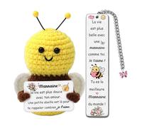 Marraine Cadeaux Pour Fête des Mères Part de Filleul Filleule Fait Crochet Abeille Anniversaire Présent Marque-Pages Lot de 2 Pièces Cadeau meilleure Marraine Noël Retraite Action De Grâces Souvenir