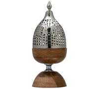 Marrakech - Brûleur d'encens décoratif esthétique en bois et métal - 26 cm - Brûleur d'encens pour bâtons d'encens et encens - Décoration orientale - Brûleur d'encens avec tamis Mouka