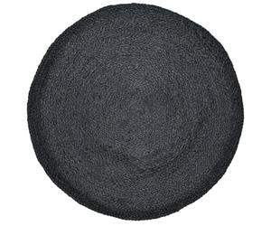 Marrakech Tapis décoratif bohème en jute tressé à la main, rond, 100 cm, noir Abrila pour salon, couloir, salle de bain ou cuisine, tapis d'extérieur rond comme décoration de terrasse ou de balcon