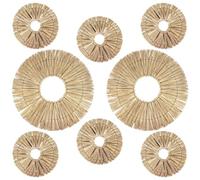 Marrakesch Décoration Murale bohème en rotin, Lot de 8 | 2 pièces de 58 cm et 6 pièces de 22 cm, décoration Murale Naturelle