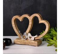Marrakesch Figurine décorative « Cœur Amour » -2- en Bois et Aluminium, Fabrication Artisanale, Style Romantique, H 22 cm