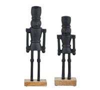 Marrakesch Figurines décoratives « Casse-Noisettes » Noires, Lot de 2, en Aluminium avec Socle en Bois, 32 cm x 22 cm