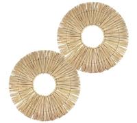Marrakesch Lot de 2 décorations murales bohèmes en rotin | Décoration Murale Ronde Naturelle, 58 cm
