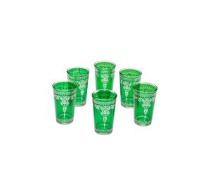 Marrakesch Lot de 6 verres à thé café coloré marocain Andalous couleur vert | verre de thé turc en style oriental | 6 Photophore en verre comme décoration marocaine dans votre chambre ou maison