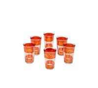 Marrakesch Lot de 6 verres à thé café coloré marocain Lamia couleur orange | verre de thé turc en style oriental | 6 Photophore en verre comme décoration marocaine dans votre chambre ou maison
