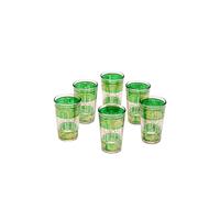 Marrakesch Lot de 6 verres à thé café coloré marocain Lamia couleur vert | verre de thé turc en style oriental | 6 Photophore en verre comme décoration marocaine dans votre chambre ou maison