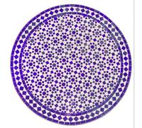 Plateau de table de jardin marocain Albaicin beige et bleu, 100 cm