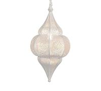 Marrakesch Plafonnier indien oriental Lunar Blanc 40cm E27 Douille | Plafonnier Lustre de Salon marocain oriental | Lanterne électrique indienne Vintage design décoration de maison orientale arabe