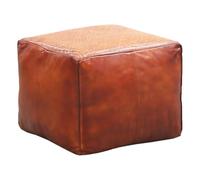 Marrakesch Pouf Vintage en Cuir avec poignée Griffit